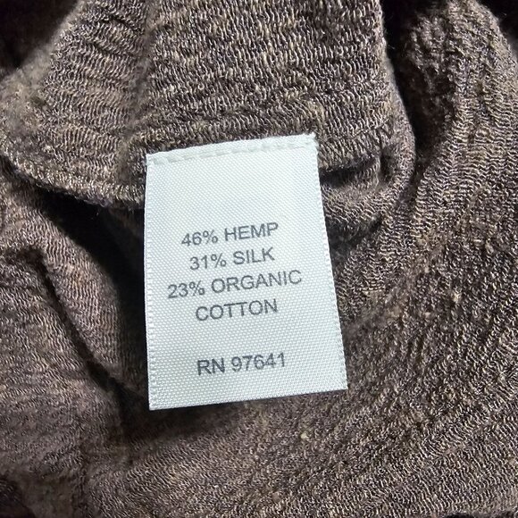 J. Jill Brown Wide-Leg Pants L Hemp/Silk/Organic Cotton Blend Stretch Drawstring - Picture 5 of 10